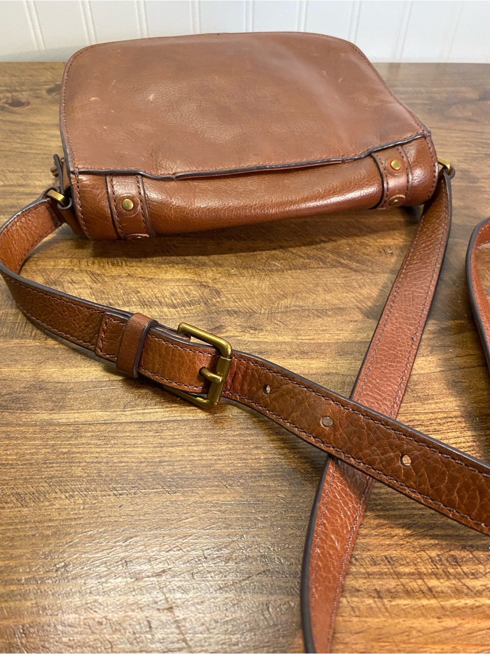 FOSSIL Women's Brown Leather Tassel Crossbody Bag | Western Bohemian Style - Picture 13 of 16